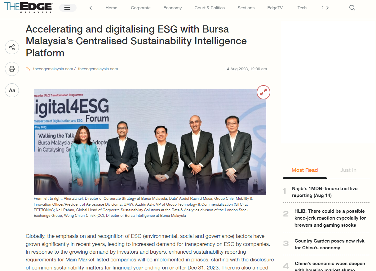 Accelerating and digitalising ESG with Bursa Malaysia’s Centralised