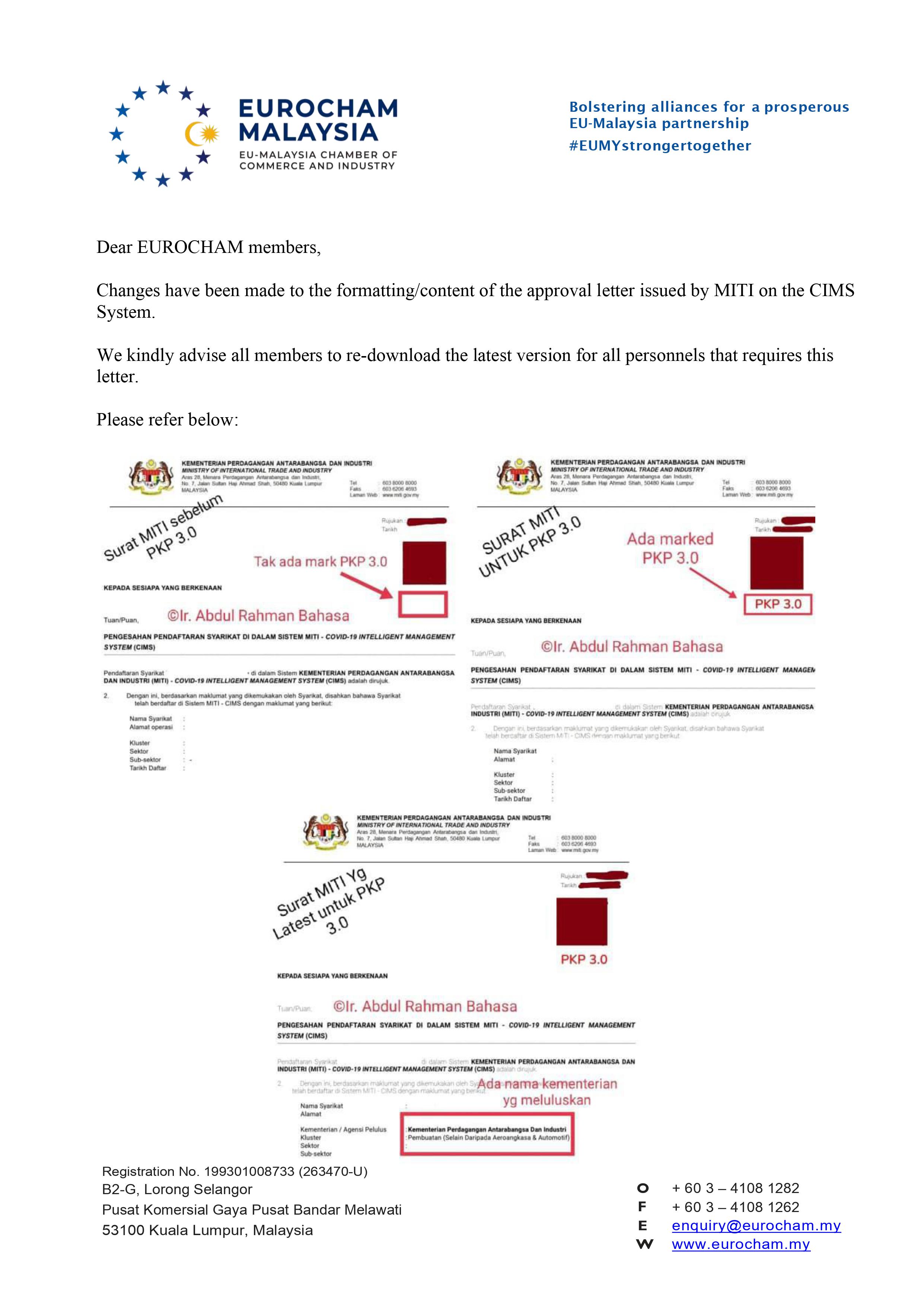 Latest miti letter